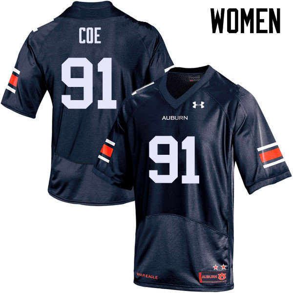 Women Auburn Tigers #91 Nick Coe College Football Jerseys Sale-Navy - Click Image to Close